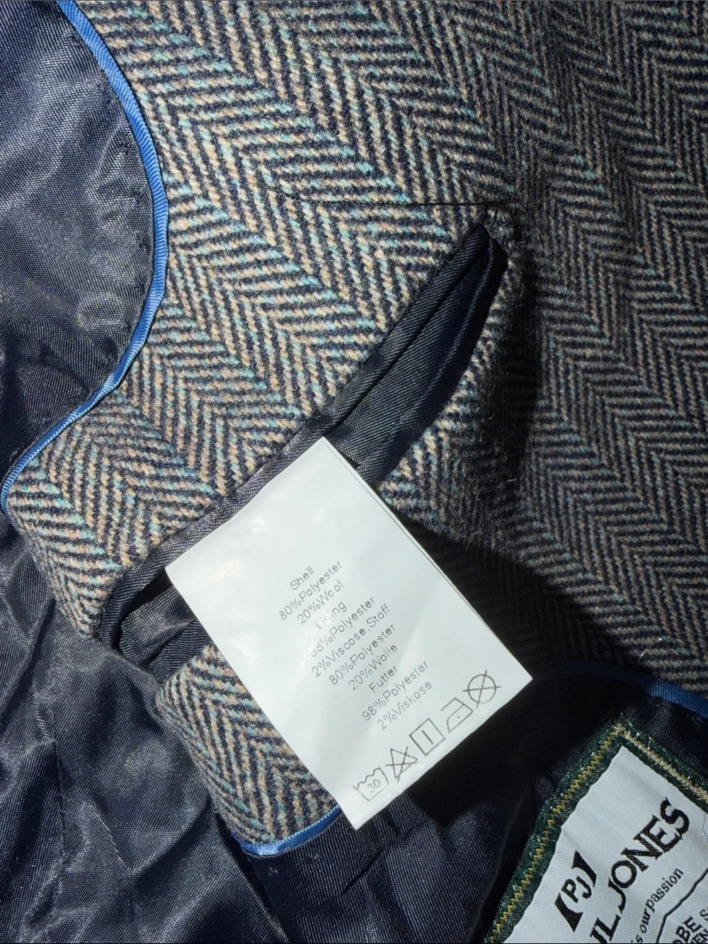 Pj Paul jones Men's Gray Herringbone Two-Button Sport Coat Blazer wool blend